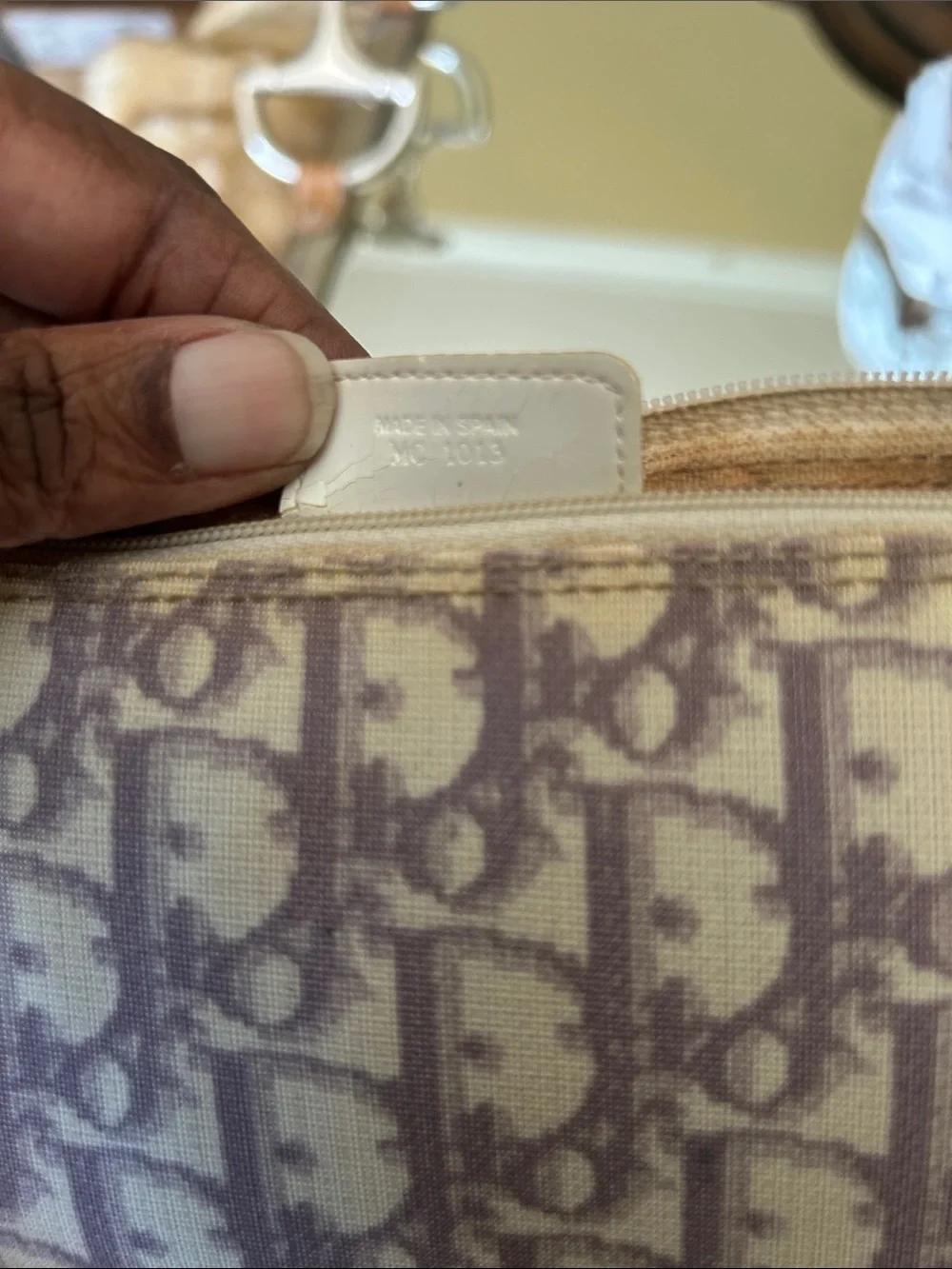 Dior Lavender Oblique Canvas Cosmetic Pouch with White '1' Appliqué ..Callouts